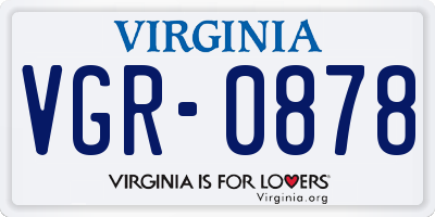 VA license plate VGR0878