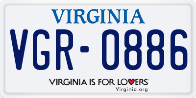 VA license plate VGR0886