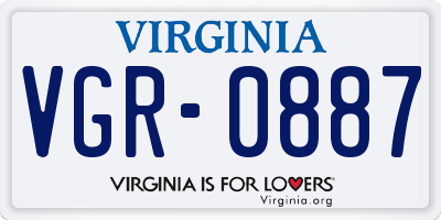 VA license plate VGR0887