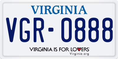 VA license plate VGR0888