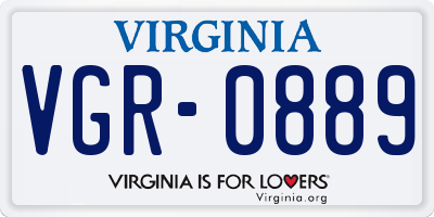 VA license plate VGR0889