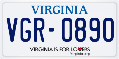VA license plate VGR0890