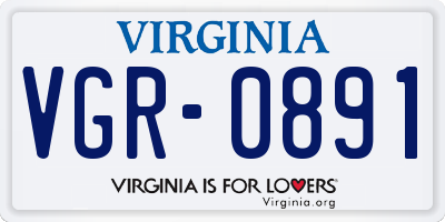 VA license plate VGR0891