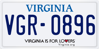 VA license plate VGR0896