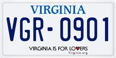 VA license plate VGR0901