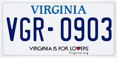 VA license plate VGR0903