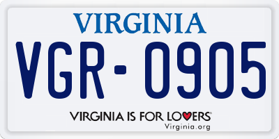 VA license plate VGR0905