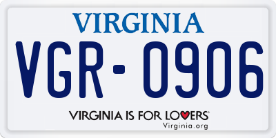 VA license plate VGR0906