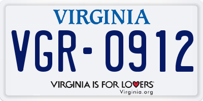 VA license plate VGR0912