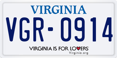 VA license plate VGR0914