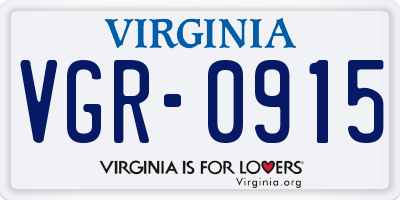 VA license plate VGR0915