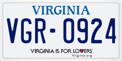 VA license plate VGR0924