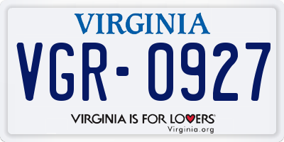 VA license plate VGR0927