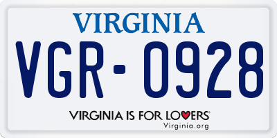 VA license plate VGR0928