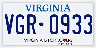 VA license plate VGR0933