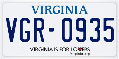 VA license plate VGR0935