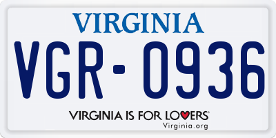 VA license plate VGR0936