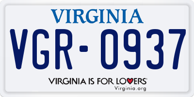 VA license plate VGR0937