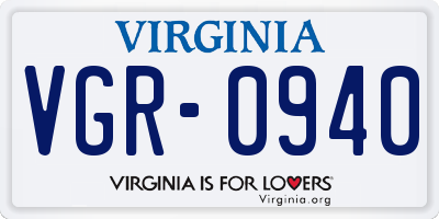 VA license plate VGR0940