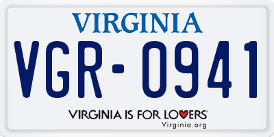 VA license plate VGR0941