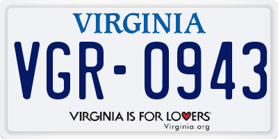 VA license plate VGR0943