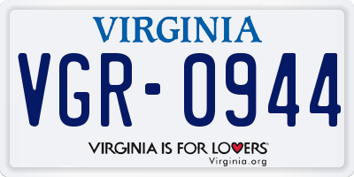 VA license plate VGR0944