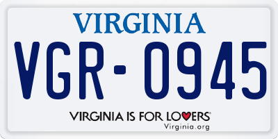 VA license plate VGR0945