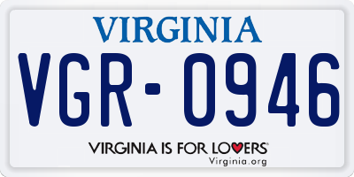 VA license plate VGR0946