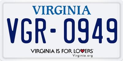 VA license plate VGR0949