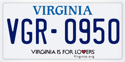 VA license plate VGR0950