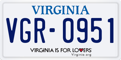 VA license plate VGR0951