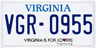 VA license plate VGR0955