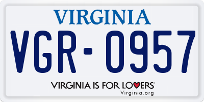 VA license plate VGR0957