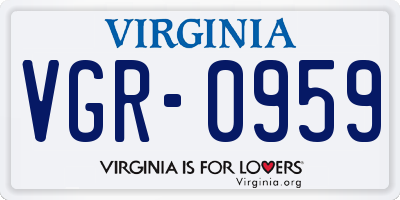 VA license plate VGR0959