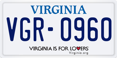 VA license plate VGR0960