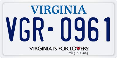 VA license plate VGR0961
