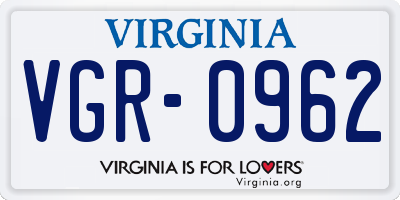 VA license plate VGR0962