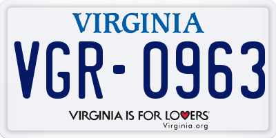 VA license plate VGR0963