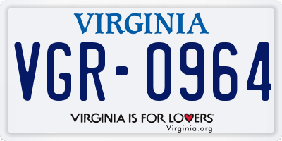 VA license plate VGR0964