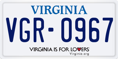 VA license plate VGR0967