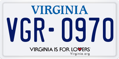 VA license plate VGR0970