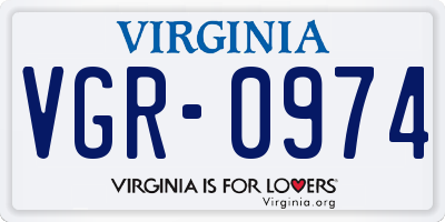 VA license plate VGR0974