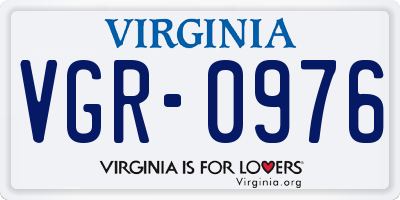 VA license plate VGR0976
