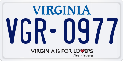 VA license plate VGR0977