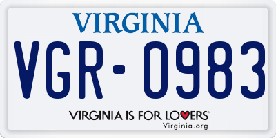 VA license plate VGR0983