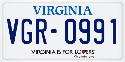 VA license plate VGR0991