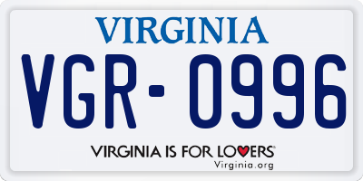 VA license plate VGR0996