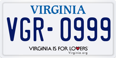 VA license plate VGR0999