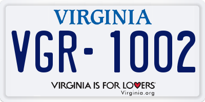 VA license plate VGR1002