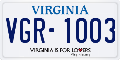 VA license plate VGR1003